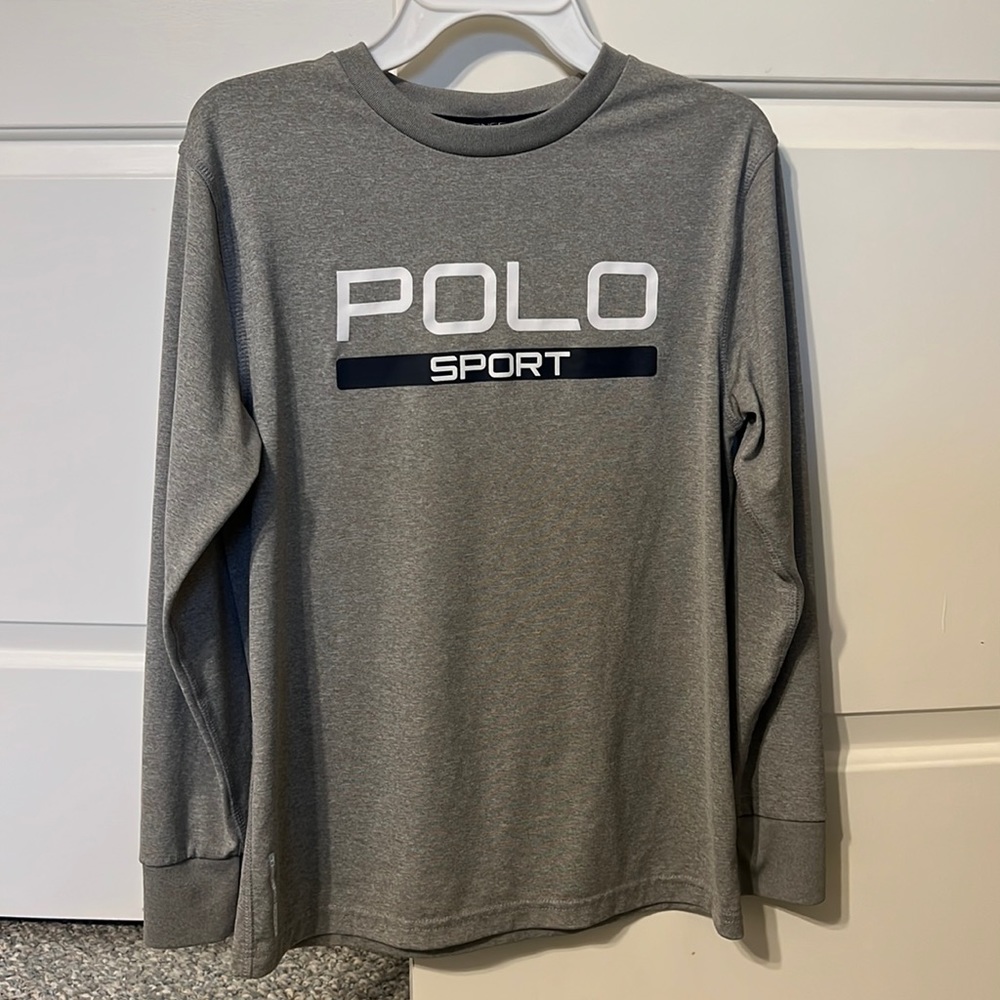 Polo Sport boys size M 10-12 gray long sleeve shirt